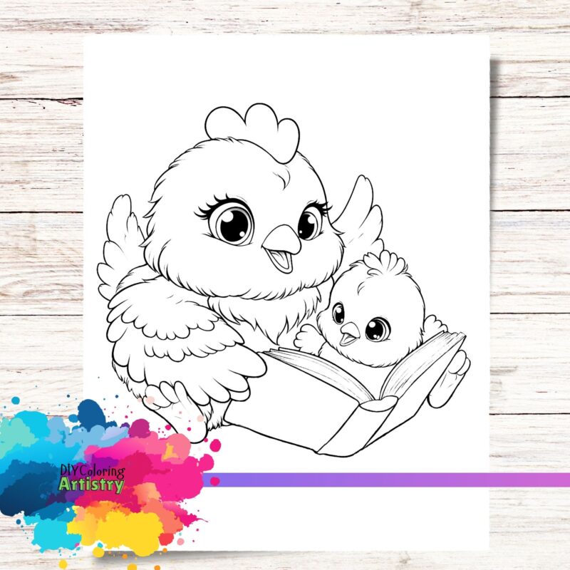 chickens coloring page