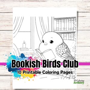 Birds Reading Books Coloring Pages: Bookish Birds Club