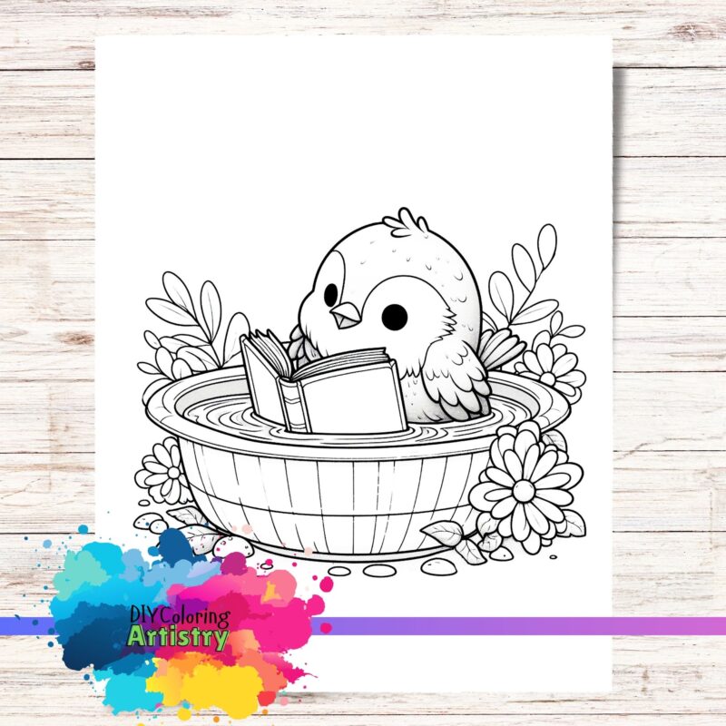 bird bath coloring page