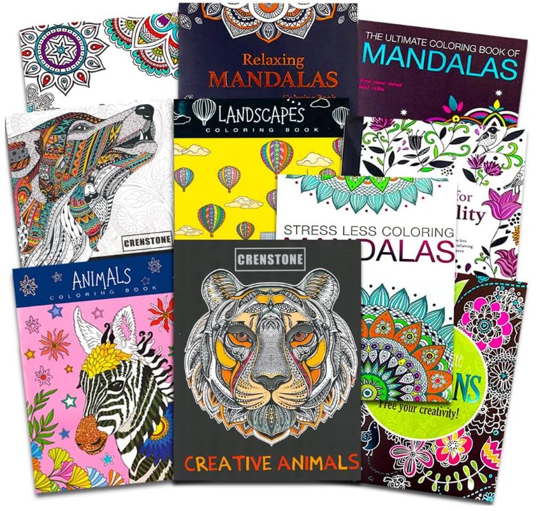 set 0f 10 adult coloring books