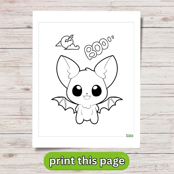 Easy Bat Halloween Coloring Page