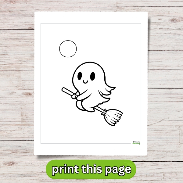 Ghost On Broomstick Coloring Page