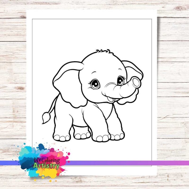 Smiling elephant coloring page