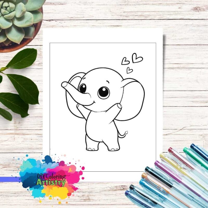 Joyful elephant coloring page