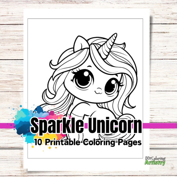 Sparkle Unicorn Coloring Pages