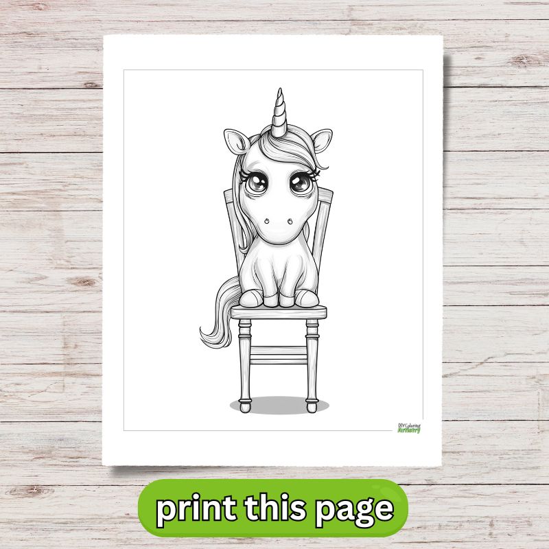 Unicorn On Chair Printable