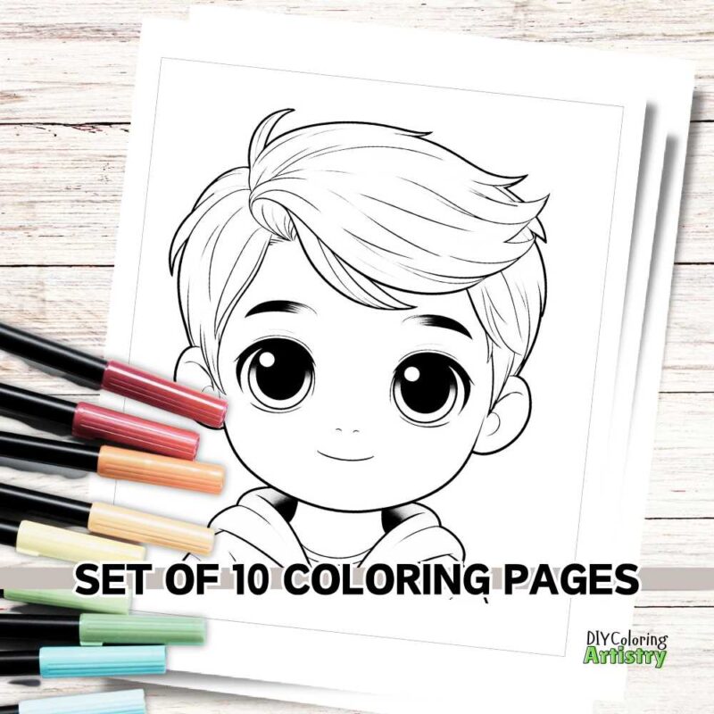 Cute Boy Coloring Page