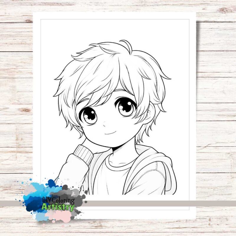 Anime Boy Coloring Page