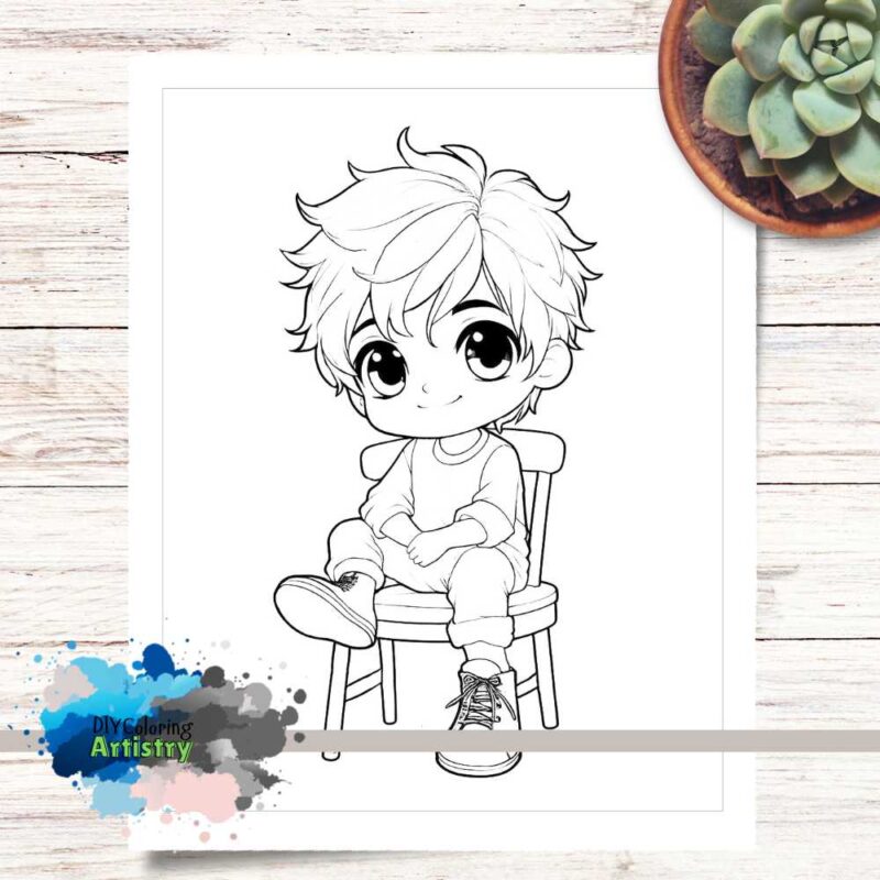 Cute Punk Boy Coloring Page