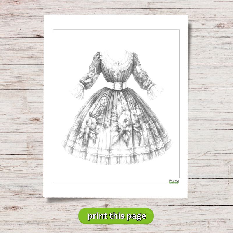 floral dress coloring page