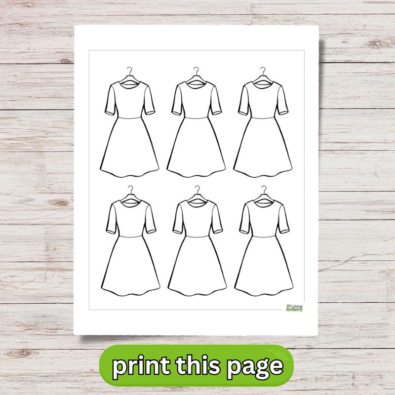 easy dress coloring practice sheet
