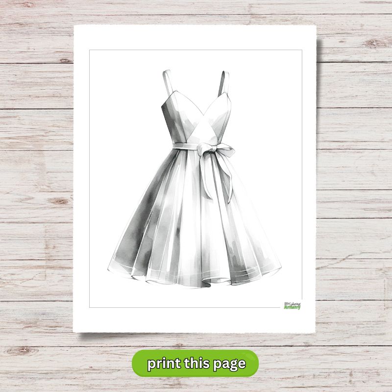 Cute Bow Dress coloring page