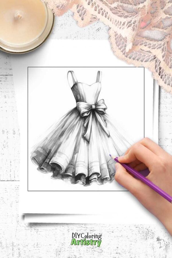 Fashion Dresses Coloring Pages - Image 5