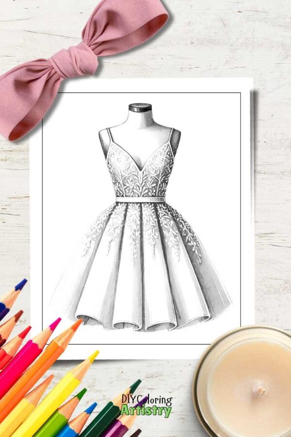 Fashion Dresses Coloring Pages - Image 3