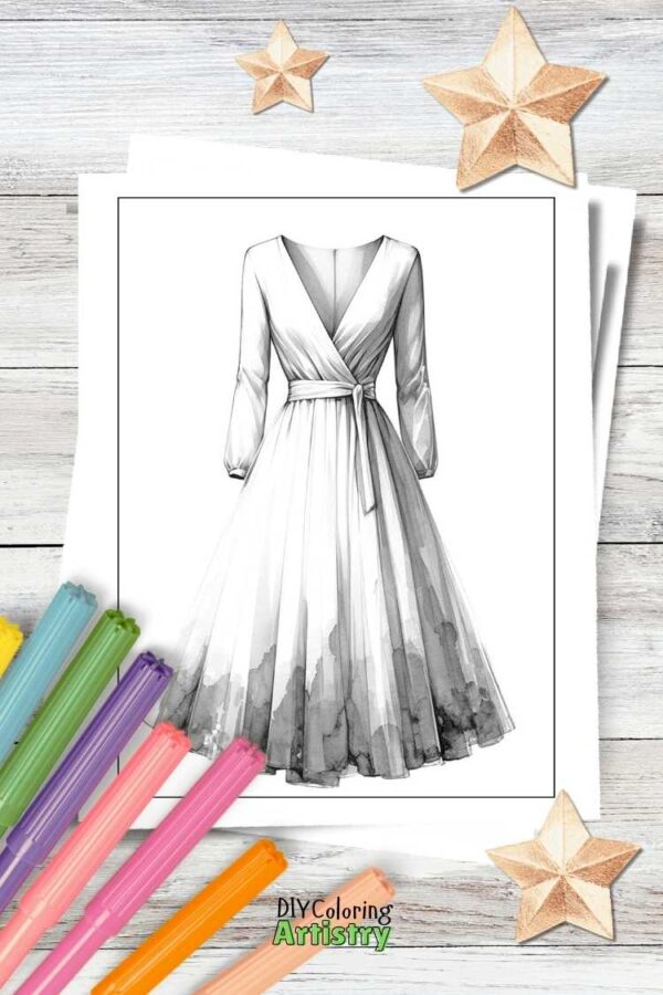 Fashion Dresses Coloring Pages - Image 10