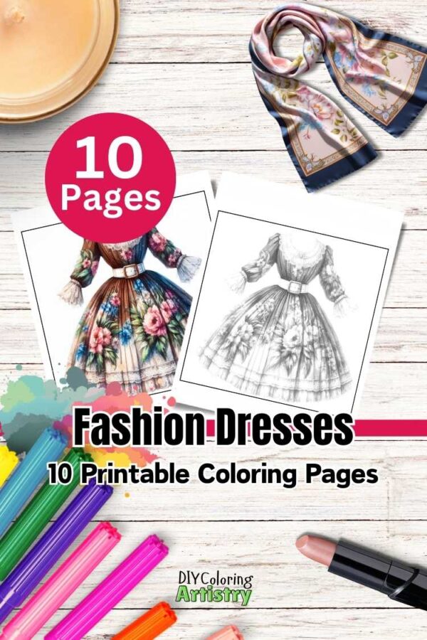 Fashion Dresses Coloring Pages