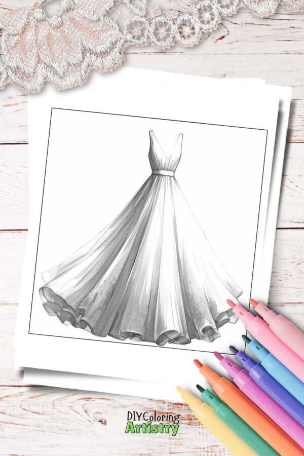 Fashion Dresses Coloring Pages - Image 9