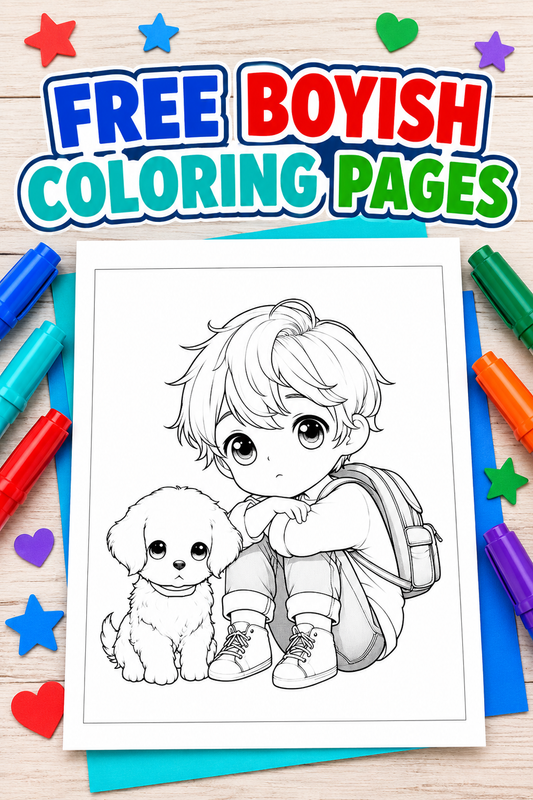 free boyish coloring pages pin