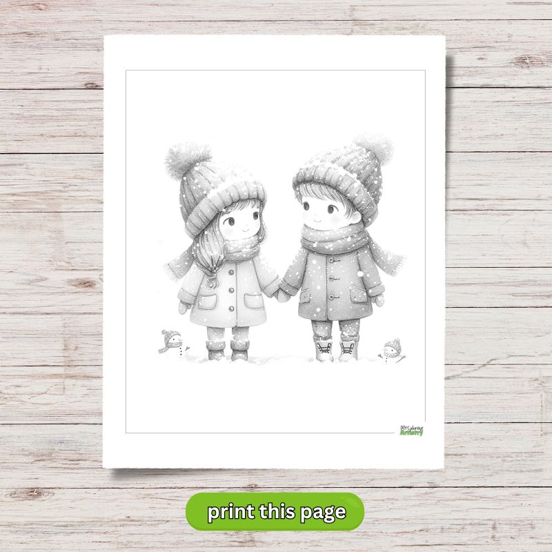 Boy And Girl Winter Coloring Page