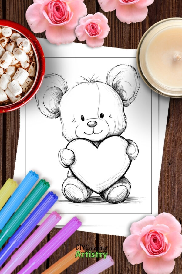 Cuddly Valentine Coloring Pages - Image 8