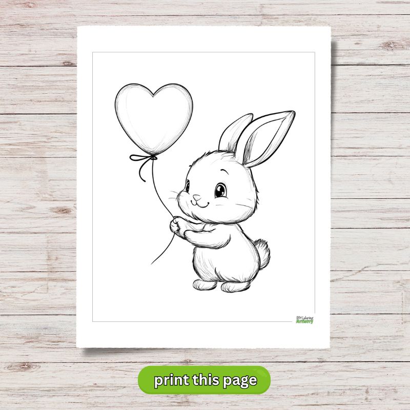 bunny valentine coloring page