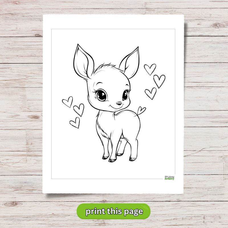 fawn valentine coloring page