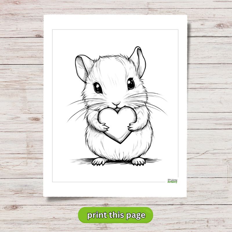 gerbil valentine coloring page