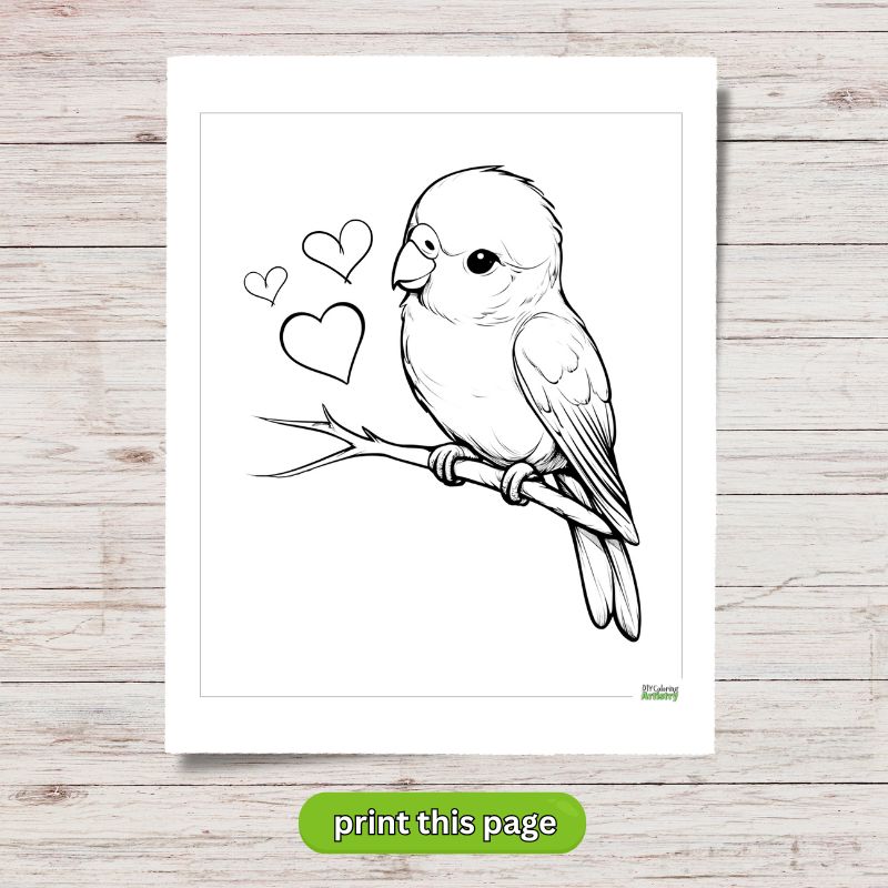 parrot valentine coloring page