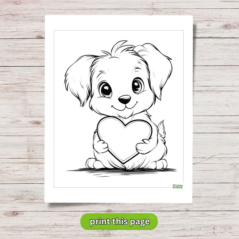 puppy valentine coloring page