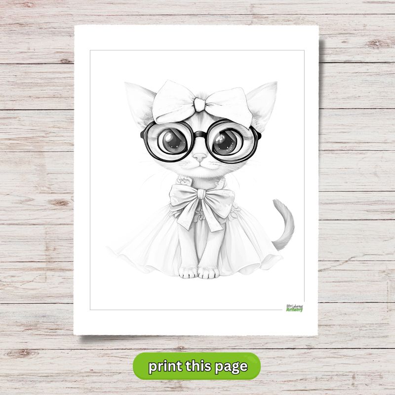 cartoon cat with glasses
