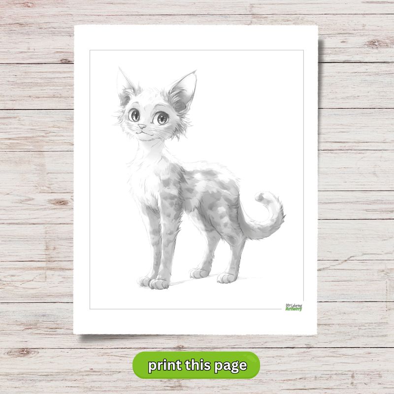 Lanky cartoon cat coloring page