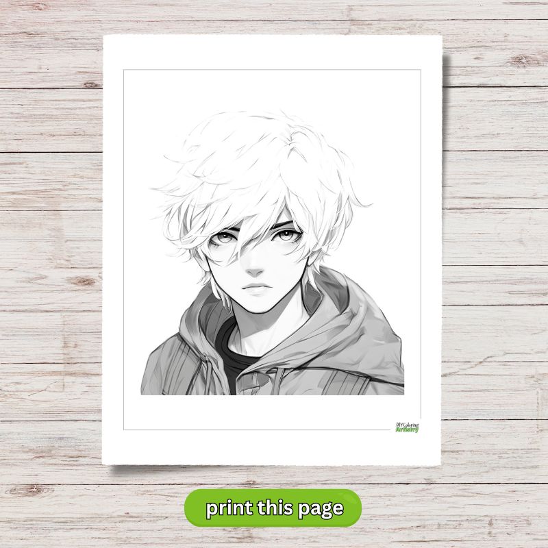 Cute Anime Boy Coloring PDF