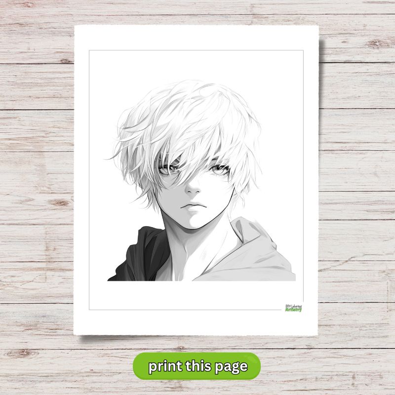 Free Printable Anime Boy to Color