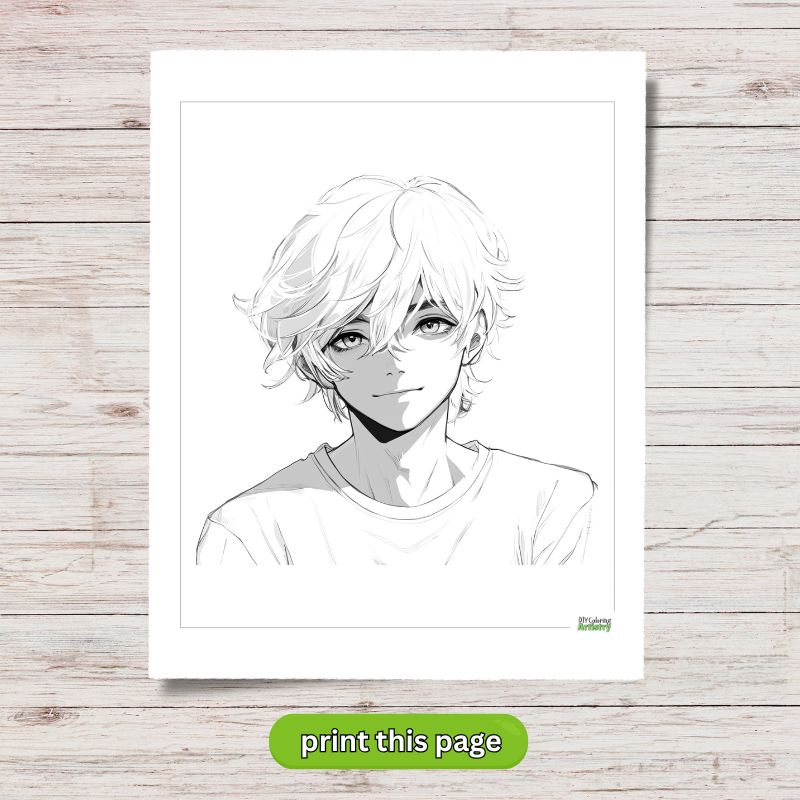 Anime Boy Coloring Sheet