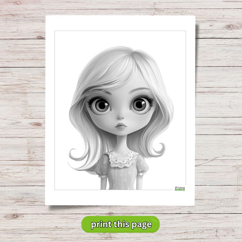 Girl in dress coloring page