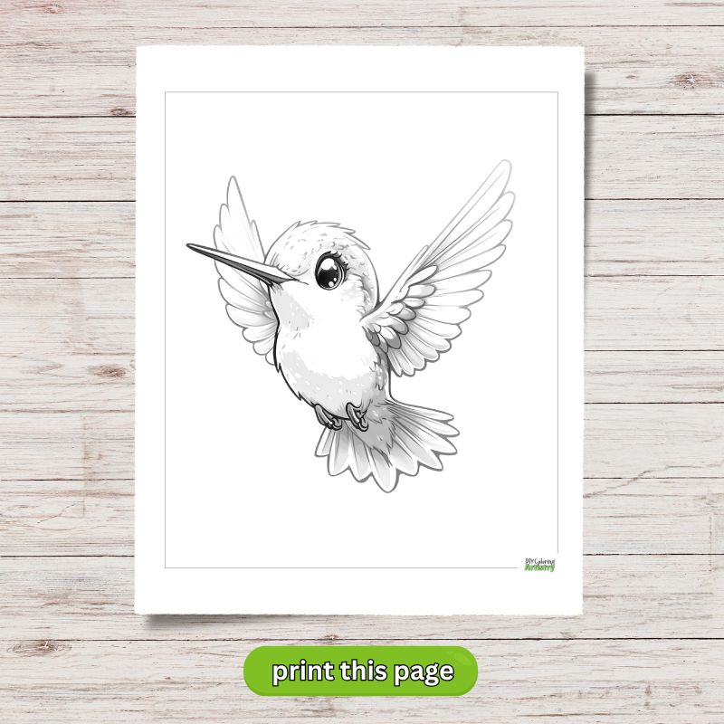 Kawaii Hummingbird coloring page
