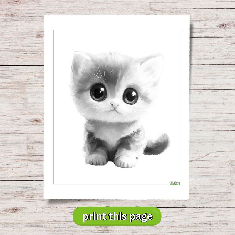 kawaii kitten coloring page