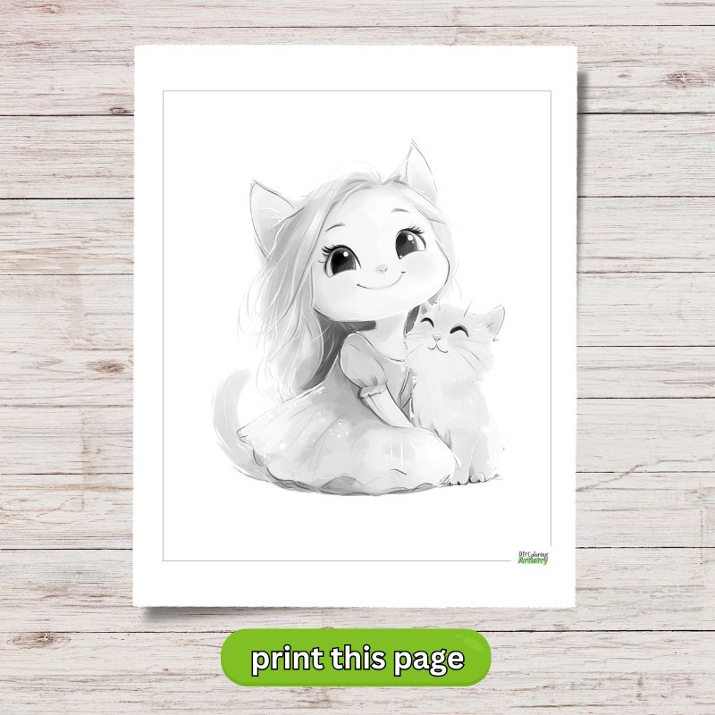 anime girl with kitten