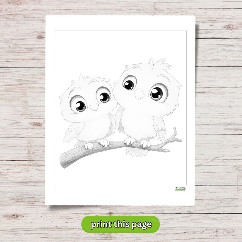 whimsical owls coloring page