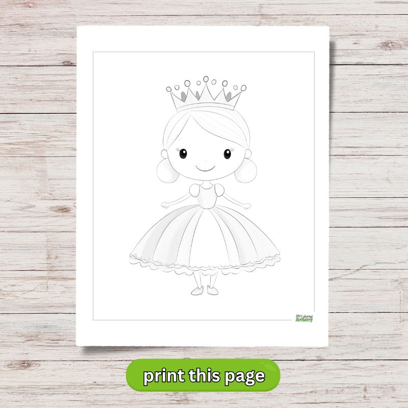 simple princess page to color