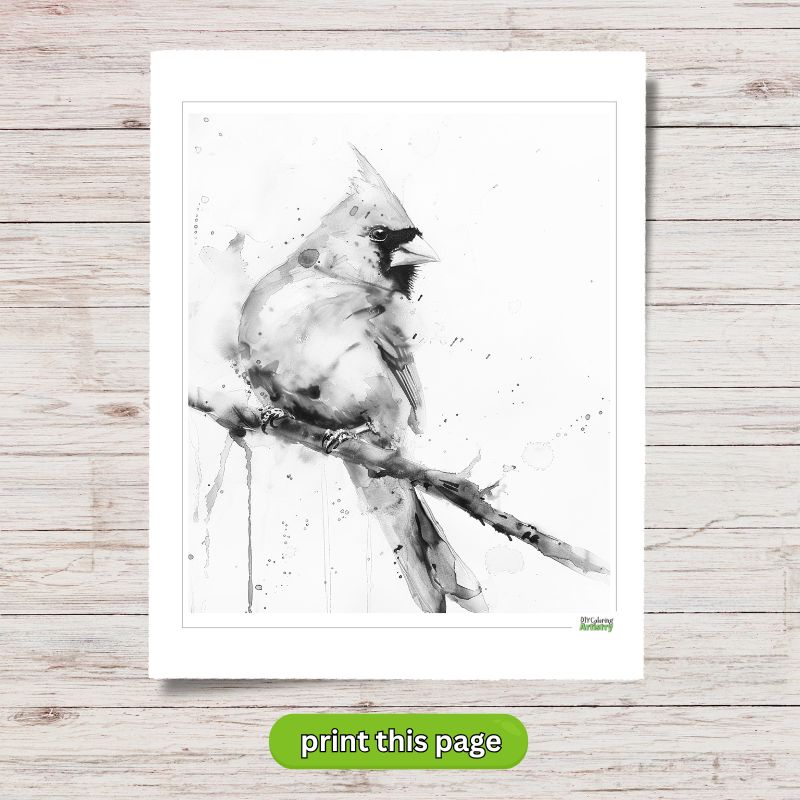 red cardinal coloring page
