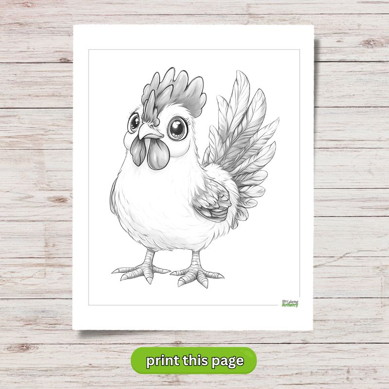 miniature rooster coloring page