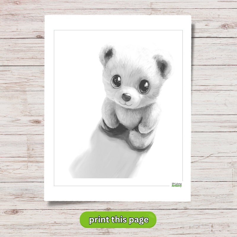 greyscale teddy bear