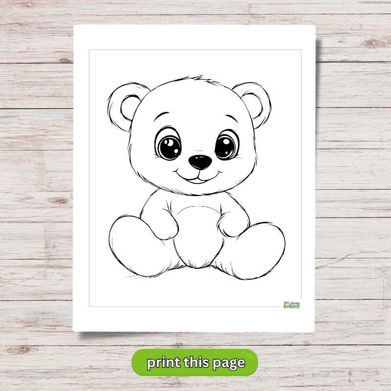 easy teddy bear coloring printable