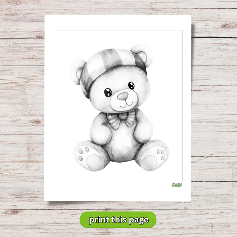 bedtime teddy bear coloring sheet