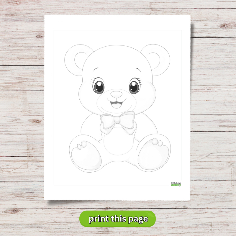 teddy bear line drawing