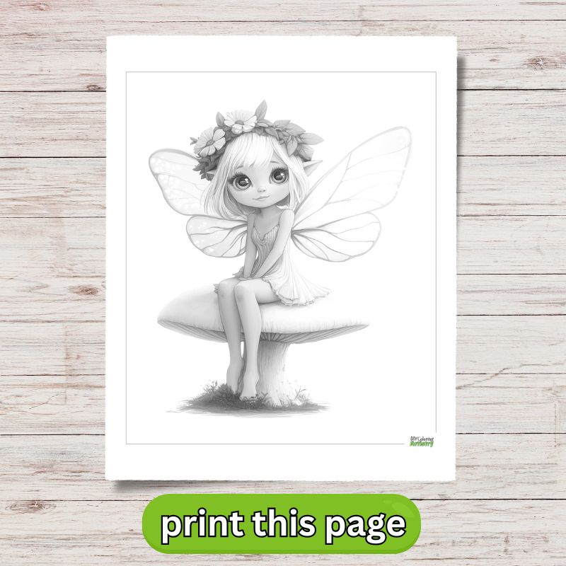 fairy on toadstool coloring page