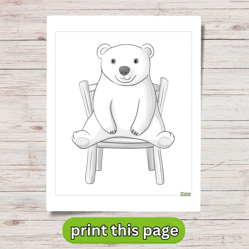 Polar Bear On Chair Coloring Page