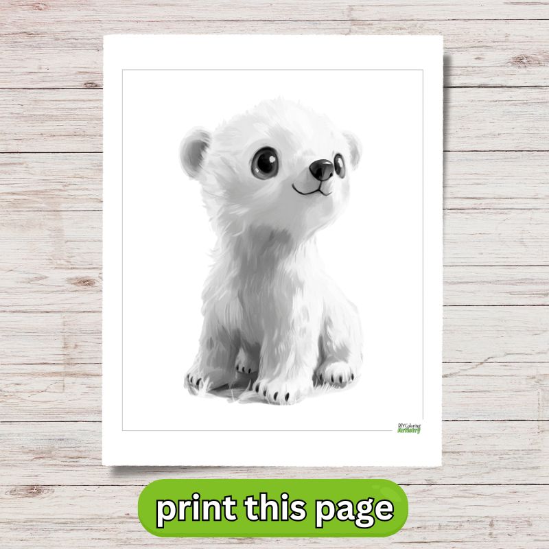 Greyscale Polar Bear Coloring Sheet