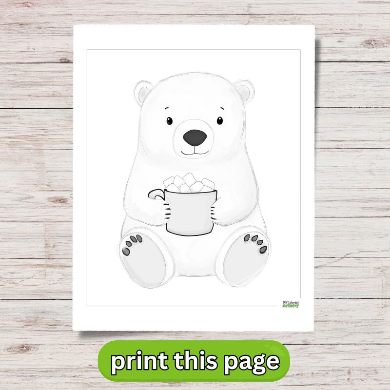 Simple Polar Bear Coloring Sheet